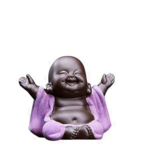 Kingzhuo Ceramic Little Cute Baby Buddha Statue Monk Figurine Buddha Figurines Home Decor Creative Baby Crafts Dolls Ornaments Gift Delicate Ceramic Arts and Crafts (Purple)