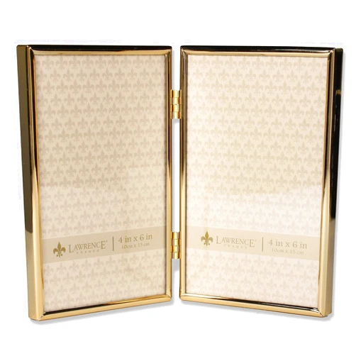 Lawrence Frames 4x6 Hinged Double Simply Gold Metal Picture Frame
