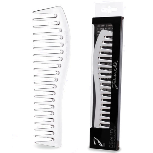 Jäneke Janeke Wave Comb – Wide Tooth Detangling Comb for Wet & Curly Hair – Heat-Resistant, Anti-Static, Gentle on Scalp – Made in Italy Professional Hair Tool (Silver)