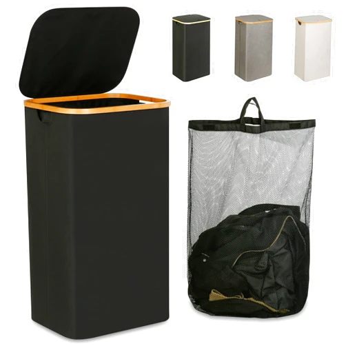 IEGrow Laundry Hamper with Lid, 110L Large Laundry Hamper with Handle and Lid, Collapsible Clothes Basket Organizer with Removable Inner Bag for Clothes Toys Towels - Black