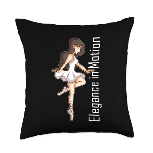 FRESAN Ballet Dancer Girl Ballerina Dancing Quote Elegance in Motion Graceful Moves Ballet Classical Dance Throw Pillow