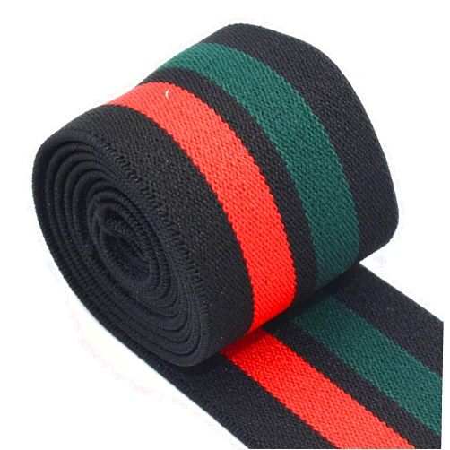 SHUNLONG 1.5 Inch Colorful Striped Elastic Webbing Elastic Waistband Elastic Suitable for DIY Clothing Accessories by The Yard Red/Black/Green