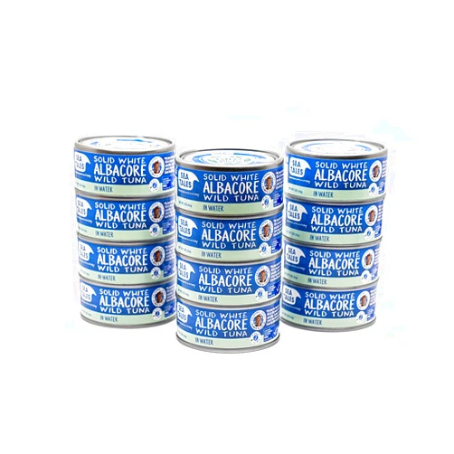 Sea Tales seafood with a story Sea Tales Solid White Albacore Canned Tuna in Water - 100% Pole & Line Wild Sustainably Caught - Gluten Free - High Protein Food - Keto Friendly - 5 oz. Cans (Pack of 12)