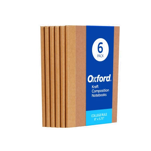 Oxford Composition Notebook 6 Pack,Notebooks for School, School Supplies, School Journal, Comp Book, College Ruled Paper, 5.75 x 8 Inches, Small Size, 60 Sheets, Kraft Covers (63831)