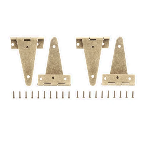 dophee 4Pcs Bronze Flat Hinges, T-Strap Butt Hinges T-Hinges for Windows Cabinet Cupboard Wardrobe Garden Doors Wooden Boxes Jewelry Case Chest