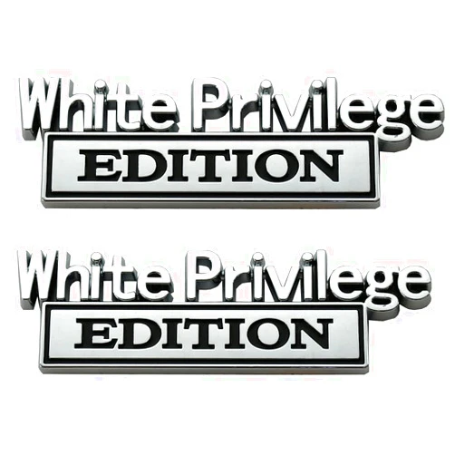 CDD White Privilege Edition Emblem - Badgeslide The Original White Privilege Edition Emblem Fender Badge Replacement for F-150 F250 F350 Silverado 1500 2500 3500 (ChromeBlack)