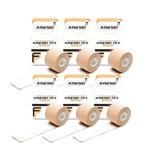 Kinesio Taping - Elastic Therapeutic Athletic Tape Tex Gold FP - Beige – 2 in. x 16.4 ft - 6 Pack