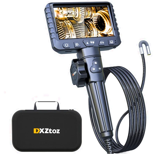 DXZtoz Two-Way Articulating Borescope, DXZtoz Industrial Endoscope with 0.33in Articulated Snake Camera, Video Inspection Scope with Light for Automotive Aircraft Mechanics- 5.5FT