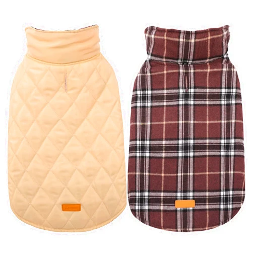Kuoser Dog Coats Dog Jackets Waterproof Coats for Dogs Windproof Cold Weather Coats Small Medium Large Dog Clothes Reversible British Style Plaid Dog Sweaters Pets Apparel Winter Vest for Dog Brown M