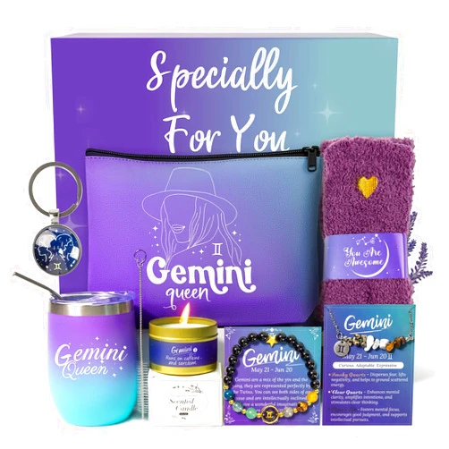 Fyroax Gemini Birthday Gifts for Women Zodiac Gift Basket Sets for Best friend, Mom, Sister, Wife, Unique Birthday Gift Ideas for Women