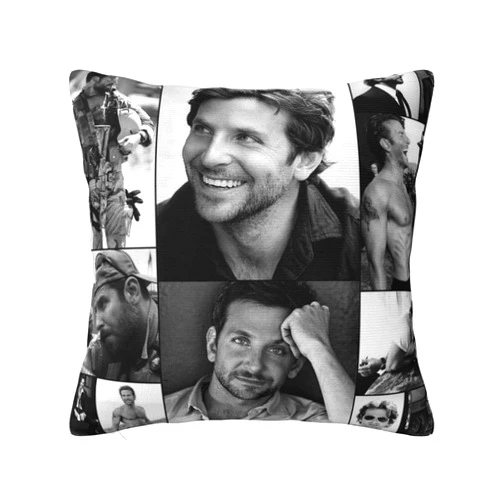 RZCREW Bradley Cooper Square Hold Pillowcase with Hidden Zipper Custom Polyester Cushion Cover Suitable for Family Sofa, Bedroom, Living Room, Office, car Decoration 20