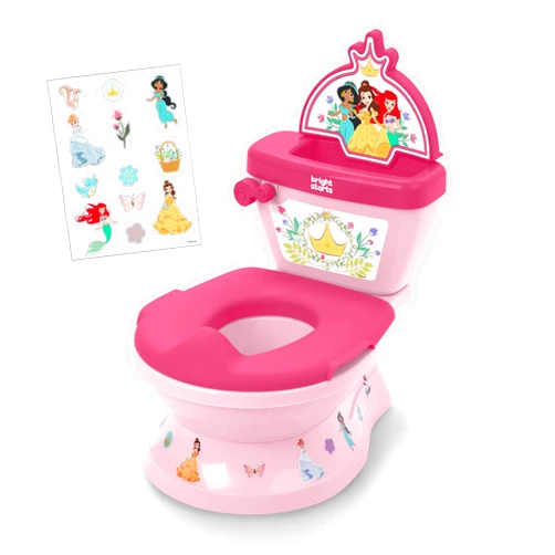 Bright Starts Disney Junior Princess My Size Potty Training Toilet, Toddler Potty Chair with Flushing & Cheering Sounds, Removable Seat with Splash Guard & Handles, Ages 18+ Months, Up to 50 lbs