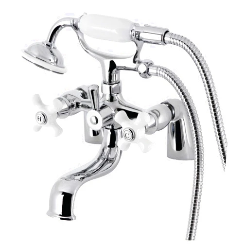 Kingston Brass KS227PXC Kingston Deck Mount Clawfoot Tub Faucet with Hand Shower, Polished Chrome