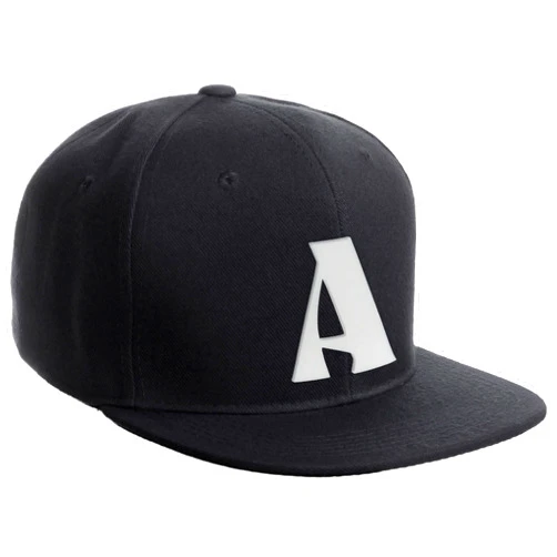 Daxton Classic Snapback Hat 3D Capital Alphabet Letters Flat Bill Visor Cap, Black Hat White Letter A
