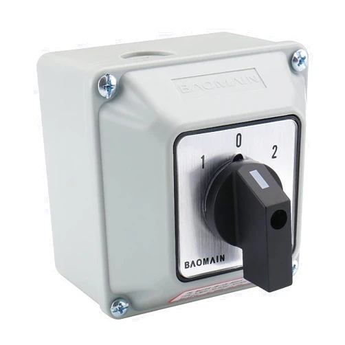Baomain Universal Rotary Changeover Switch SZW26-20/D202.2D with Master Switch Exterior Box 660V 20A 3 Position 2 Phase (Wider Box)