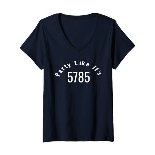 Rosh Hashana Party Like It's 5785 Gear Womens Rosh Hashana Party Like It's 5785 Jewish New Year V-Neck T-Shirt