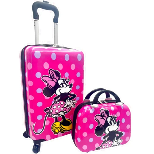 Fast Forward Kid’s Licensed Hard-Side 20” Spinner Luggage Carry-On Suitcase and Beauty Case Set (Minnie Mouse)