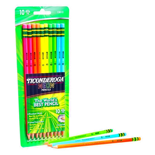 Ticonderoga Dixon® Neon Colored Pencils, Assorted, Pack Of 10
