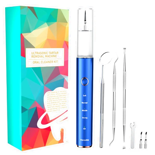 Frenzolite Plaque Remover for Teeth, Dental Calculus Remover & Teeth Cleaning Kit, Electric Tooth Scaler for Tartar Removal, 4Modes Rechargeable Dental Cleaning Tool with LED Light, 3Heads