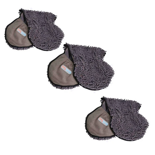 AB Tools Scruffs 3pk Super Absorbent Grey Microfiber Dog Cat Pet Noodle Towel Quick Drying