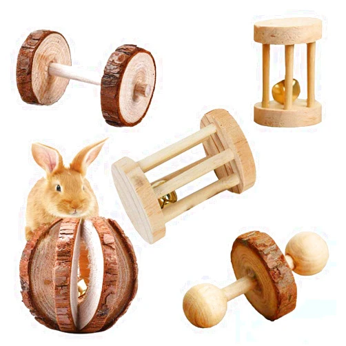 Vankcp 5 Pcs Hamster Chew Toys,Vankcp Natural Wooden Chew Toys Pets Teeth Care Molar Ball for Small Animals Cat Rabbits Rat Guinea Pig (5P)