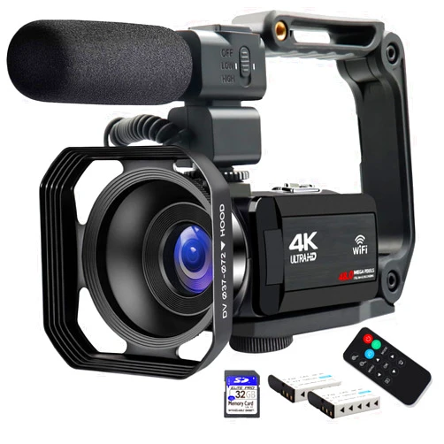 Lovpo 4K Video Camera Camcorder, lovpo 48MP UHD IR Night Vision WiFi Vlogging Camera for YouTube, 18X Zoom 3