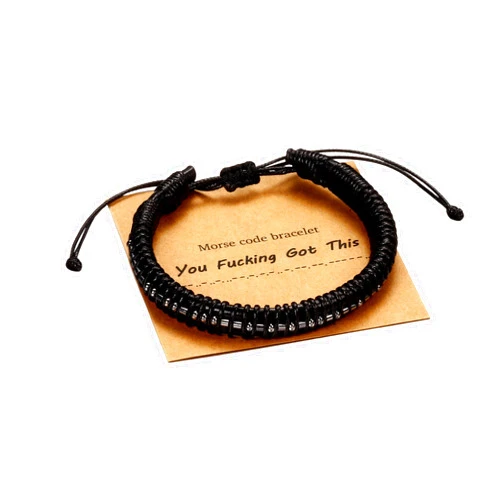 Vrsilver Morse Code Bracelets for Men, Gunmetal Beads on Black Leather Bracelets for Mens Gifts Inspirational Gifts for Him Best Friend Boyfriend Husband Son Dad Grandpa Boys Brother Mens Jewelry