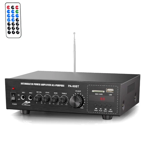 Facmogu PA90BT PA Amplifier, 120W Wireless Bluetooth Public Address Amplifier for PA Systems, PA Mono Amplifier Home Audio Sound PA Receiver System w/USB/AUX/Mic, 70V 100V Output for Ceiling Speaker