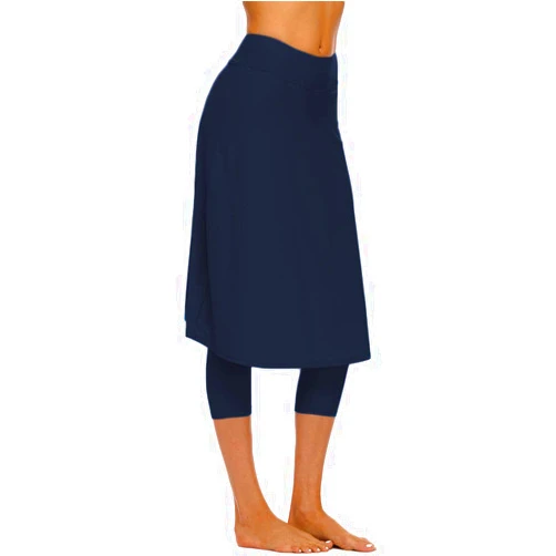 Micosuza Long Swim Skirt with Attached Leggings Modest Sun Protection Sports Skirt for Women