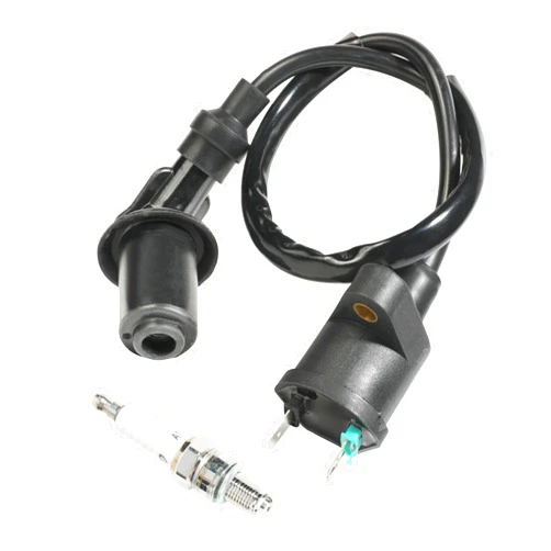 RACOONA Universal Ignition Coil+Spark Plug,Racing Ignition Coil,Car Accessories High Performance Racing Ignition Coil Electrode Spark Plug,Fit for 50cc-150cc Motorcycle ATV Scooter Moped Go Kart