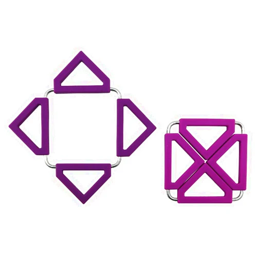 DiamondZoe Creative square thick stainless steel silicone thermal pad (Unexpanded about 12.5cm Unfolded about 16cm) Kitchen anti-hot dish pot pot/dining table cup pan silicone pad (purple) set of 2
