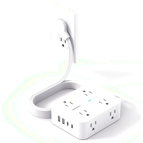 HANYCONY Surge Protector Power Strip, Extension Cord with Multiple Outlets, 5 Ft Ultra Thin Flat Plug 8 Outlets 4 USB Ports(2USB C),1080J Multi Plug Outlet Extender for Home Office College Dorm Room Essentials