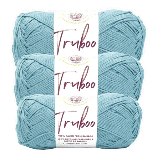 Lion Brand Yarn Truboo Yarn for Knitting and Crocheting, Wave, 3 Pack