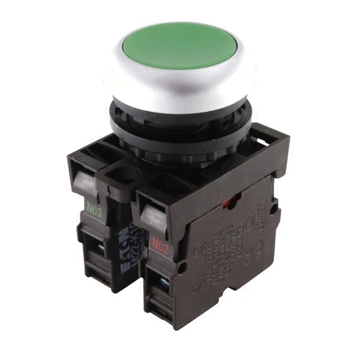 EATON M22-D-G-K11-P Push-Button Actuator Kit, Flush Mount, 1NO/1NC, 22mm, Green