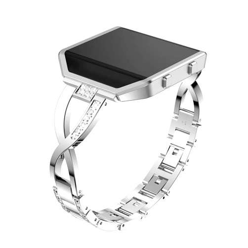 Hengkang Compatible with Fitbit Blaze Watch Band with Frame, Stainless Steel Metal Bling Replacement Band Straps Accessory Dressy Elegant Bracelet Wristbands Compatible with Fitbit Blaze Women Men