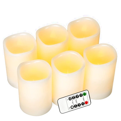 AKU TONPA Flameless Candles Battery Operated Pillar Real Wax Flickering Electric LED Candle Gift Sets with Remote Control Cycling 24 Hours Timer, Pack of 6 (3