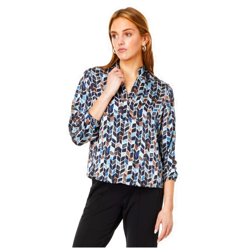 NIC+ZOE Women's Herringbone Blues Top