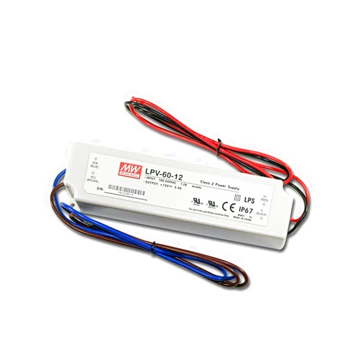 MEAN WELL MeanWell LPV-60-12 Sealed Panel Mount LPV Series AC-DC 12-volt 5-Amp Power Supply with LED Driver