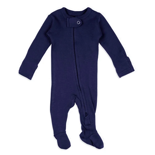 Organic 2-Way Zipper Footie in Navy
