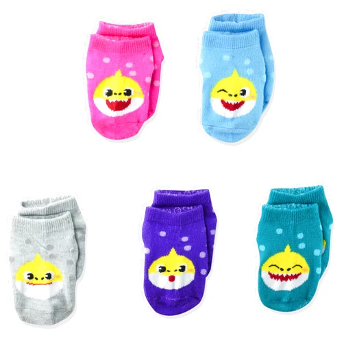 Nickelodeon Girls' Baby Shark 5 Pack Shorty Socks