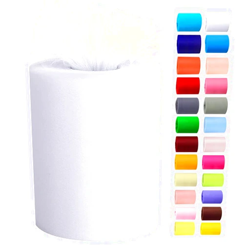 Miegecha Tulle Rolls 6” by 100 Yards (300 feet) Tulle Roll Spool Fabric for DIY Tutu Skirts Wedding Baby Shower Crafts Decorations Party Supplies (White)