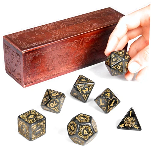 Wiz Dice Titan Dice - Polyhedral Large Dice Set for Tabletop RPG Adventure Games with a Wooden Dice Box - DND Jumbo Dice Set, Suitable for Dungeons and Dragons Dungeon Master