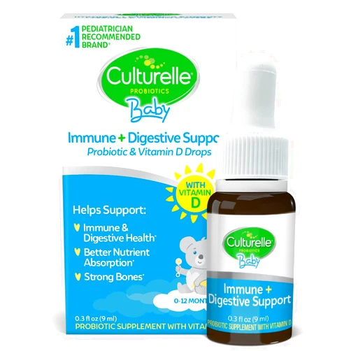 Culturelle Baby Probiotic Drops + Vitamin D, Immune & Digestive Health Support for Babies, Infants & Newborns 0-12 Months, 30 Day Supply, Gluten Free & Non-GMO, 9ml