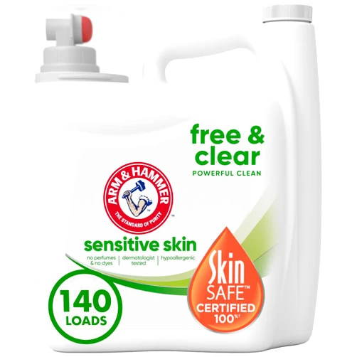 Arm & Hammer Sensitive Skin Free & Clear, 140 Loads Liquid Laundry Detergent, 140 Fl oz