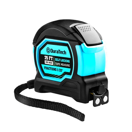 DURATECH 25FT Auto-Lock Tape Measure, Easy Read Magnetic Measuring Tape with Fractions 1/8″, Double Sided Measurement Tape with Minimum Scale 1/32″, Magnetic Hook, and Rubber Protective Casing