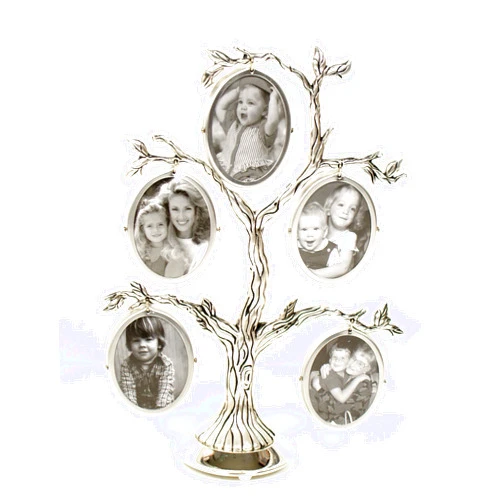 Shudehill Giftware Shudehill Family Tree Antique 5 Picture Silver Plated Family Photo Frame Present Home Decore