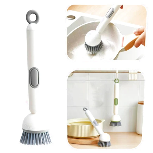 Generic Dish Brush -6-in-1 Dish Brush with Detergent Dispenser - Adjustable Angle & Rotating Scrub Brush for Pots, Pans, Dishes & Utensils | Kitchen Cleaning Brush with Wall Mount for Sink, Stove & Cookware
