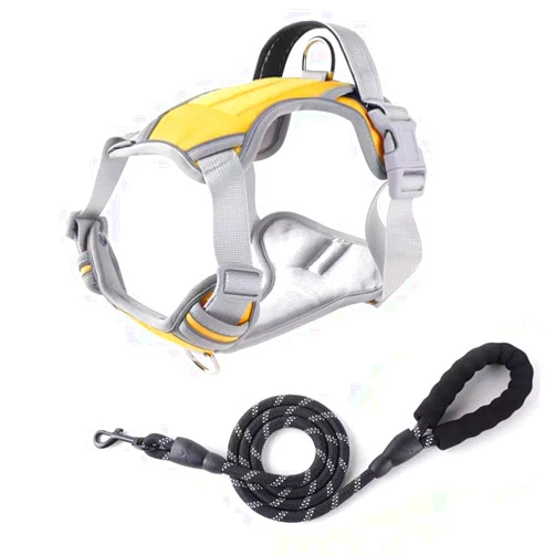 AILEVERS Dog Harness, Pet Harness with Leash,Adjustable Soft Padded Dog Vest, Reflective No-Choke Pet Oxford Vest for Small Medium Large Dogs, Strong and Durable Pet Carrier (Fluorescent Yellow, X-Large)