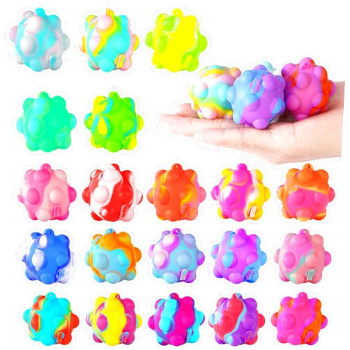 Genuvi Inflatable Pop Ball Its Mini Fidget Toys Bulk 20 PCS 3D Stress Balls Fidgets for Classroom Prizes Easter Basket Stuffers for Kids Party Favors Squeeze Toys It Poppers Keychain Autism Sensory Toys Pack