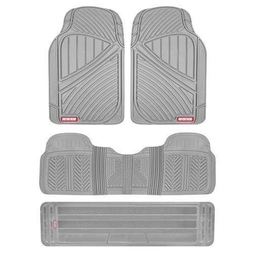 Motor Trend 3-Row Heavy Duty Rubber Floor Mats & Liners for Car SUV Van, Front 2nd & 3rd Row Durable Polymerized Latex Full Interior Protection, Extra-High Ridgeline Design, Gray